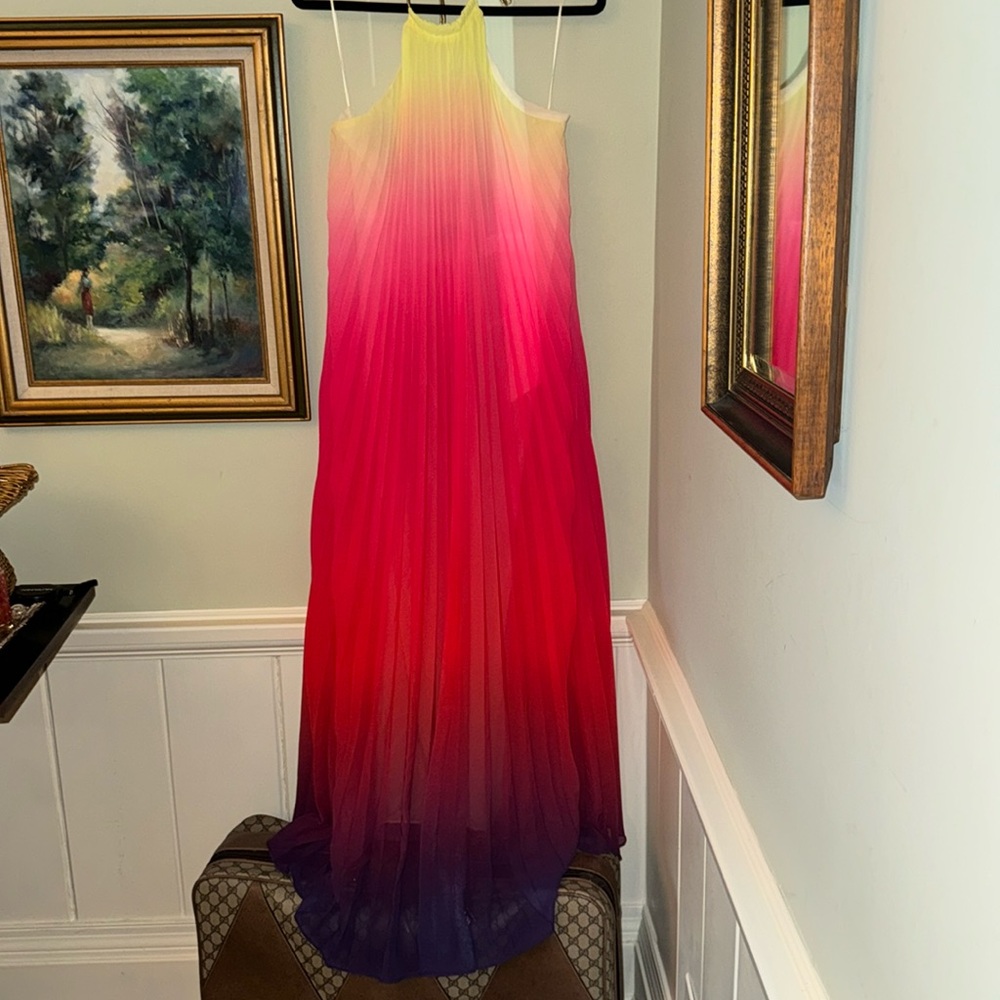 NEW Akira Rainbow Ombre Medium Halter Bella Maxi Dress Resort Mermaid costume - Picture 4 of 8